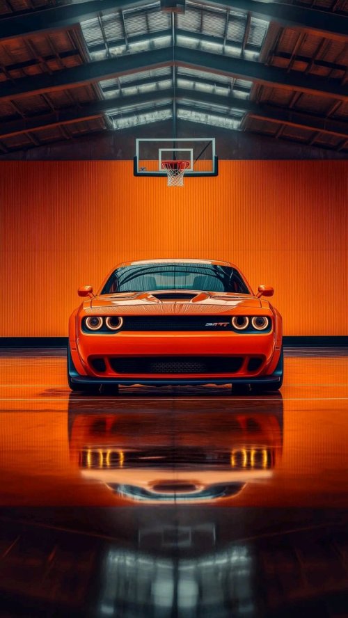 Orange Muscle Car Court - cars Wallpaper