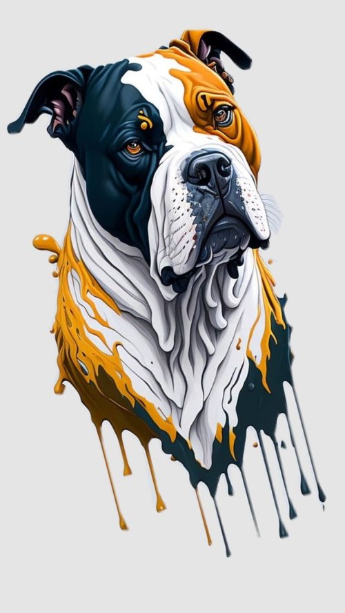 Dripping Paint Pitbull Portrait - dog Wallpaper