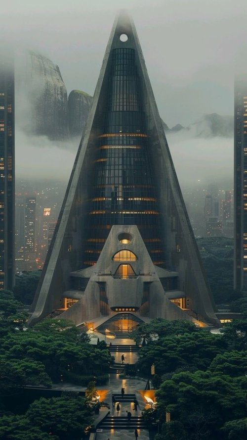 Futuristic Pyramid Skyscraper - Related OpersCraft wallpaper