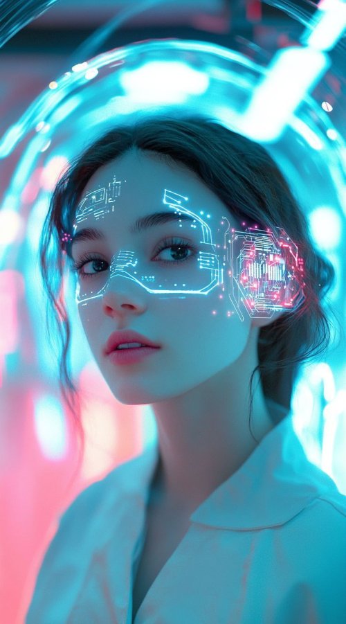 Neon Cyberpunk Girl Portrait - Related OpersCraft wallpaper