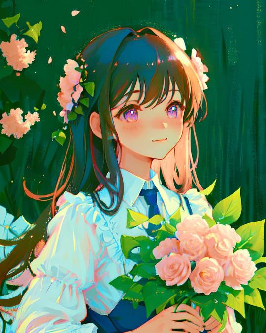 Anime Girl with Roses - Related OpersCraft wallpaper