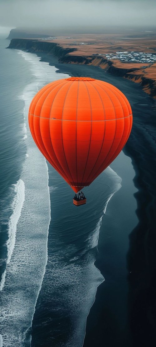 Orange Balloon Over Coast - Related OpersCraft wallpaper
