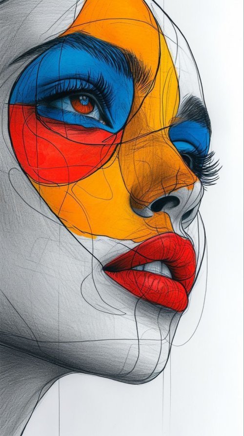 Colorful Abstract Face Sketch - Related StockWalls wallpaper
