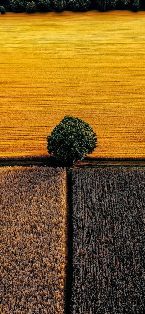 Lone Tree Golden Field - tree Wallpaper