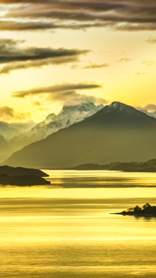 Golden Sunset Mountain Lake - Related OpersCraft wallpaper