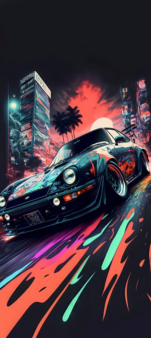 Neon Porsche Night Drive - Related OpersCraft wallpaper