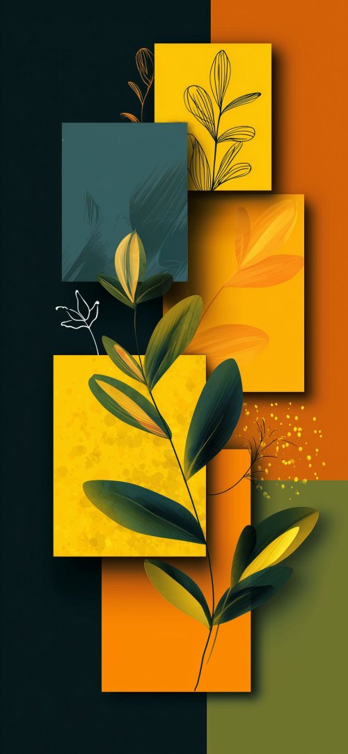 Abstract Botanical Squares - random Wallpaper