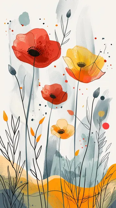 Abstract Floral Poppy Field - Related StockWalls wallpaper