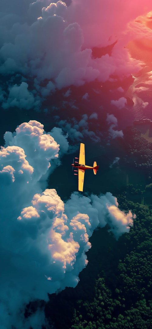 Airplane Above Clouds