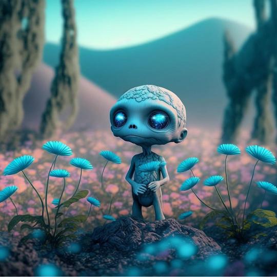 Alien in Flower Field