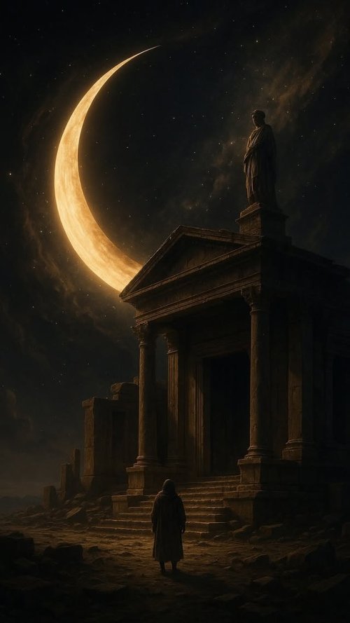 Ancient Temple Under Moon