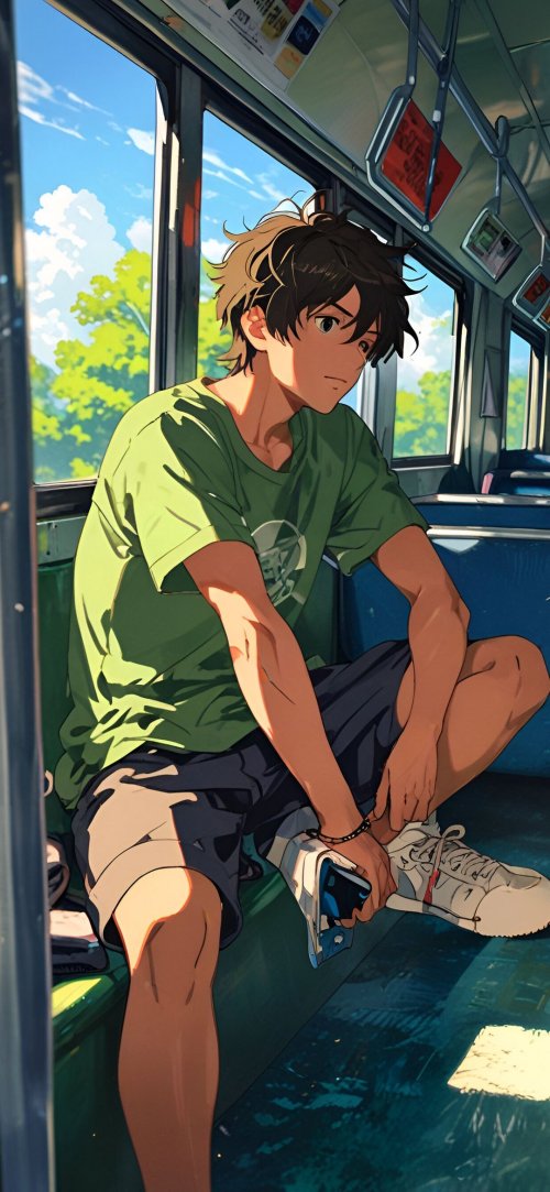 Anime Boy on Bus