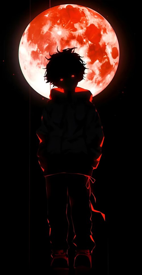 Anime Boy Red Moon - Related OpersCraft wallpaper