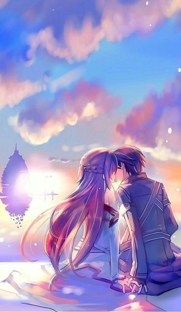 Anime Couple Sunset Kiss - Related StockWalls wallpaper