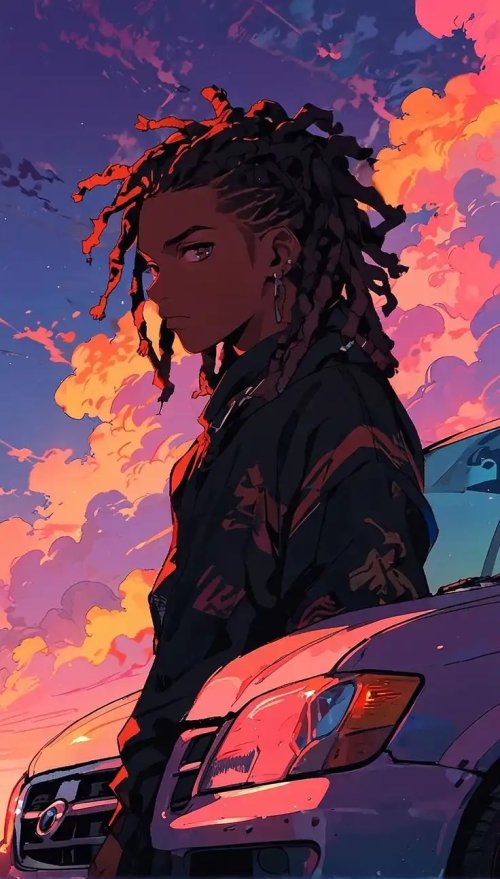 Anime_Girl_Car_Sunset - Related StockWalls wallpaper