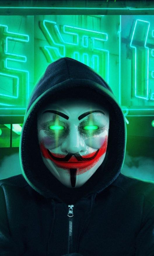 Anonymous Neon Hacker Mask