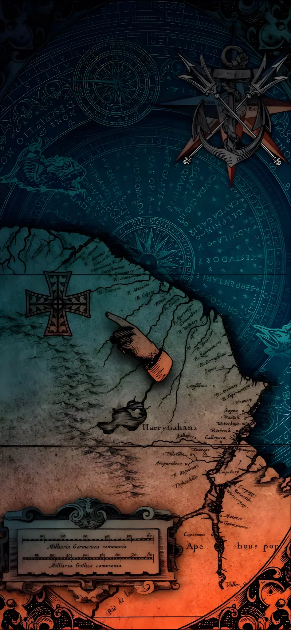 Antique Map and Compass - vintage Wallpaper