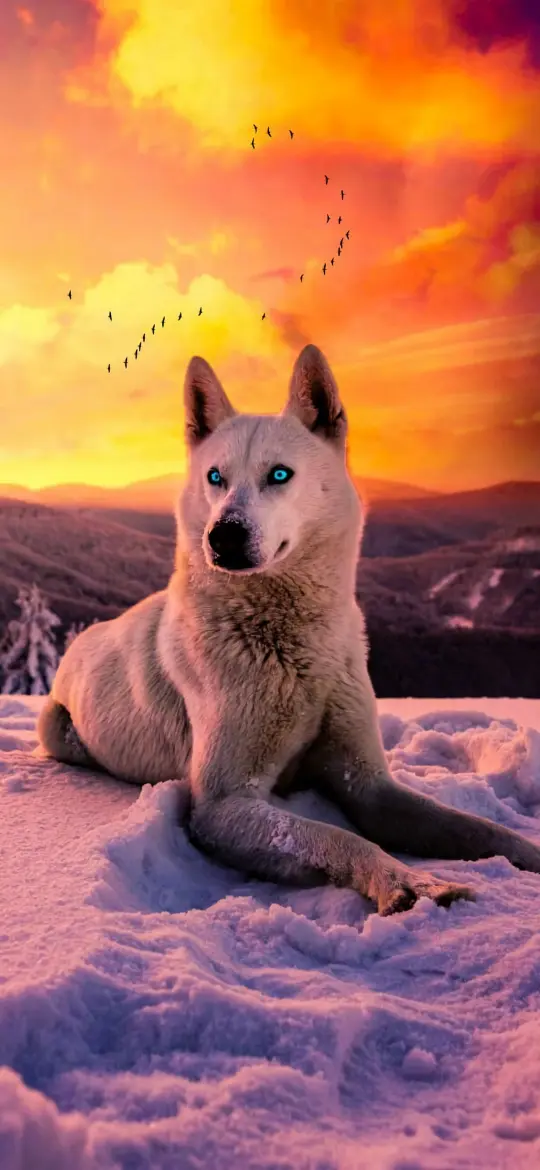 Arctic Wolf Sunset