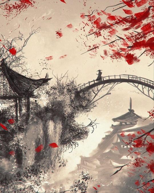 Asian Bridge Landscape