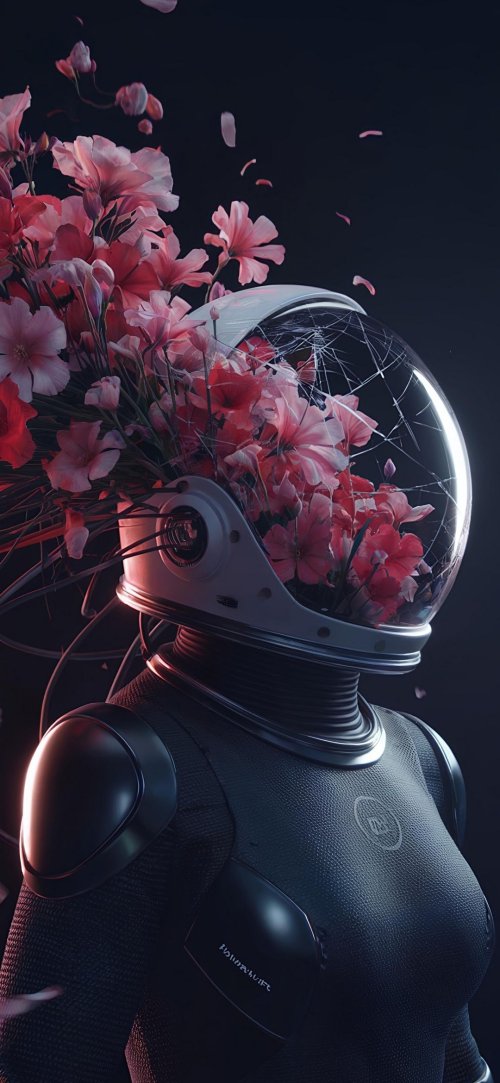 Astronaut Floral Bloom - dope Wallpaper