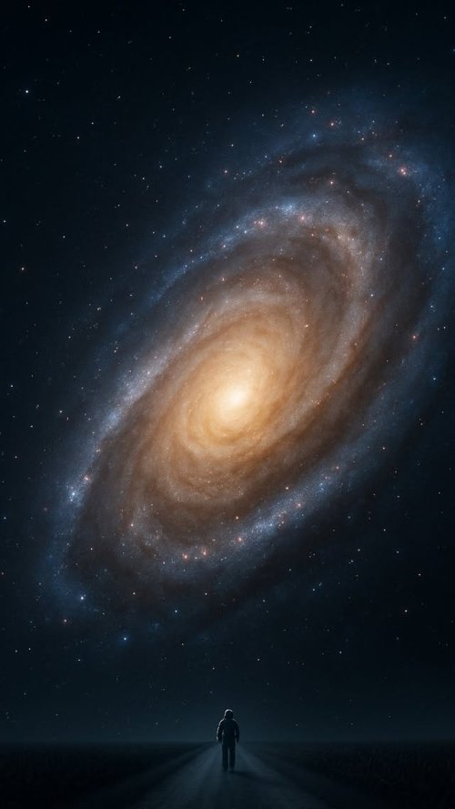 Astronaut Gazes at Galaxy
