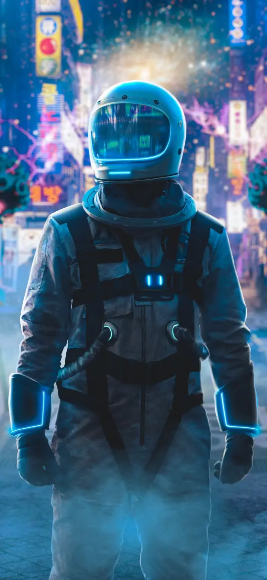 Astronaut in Cyberpunk City - Related OpersCraft wallpaper