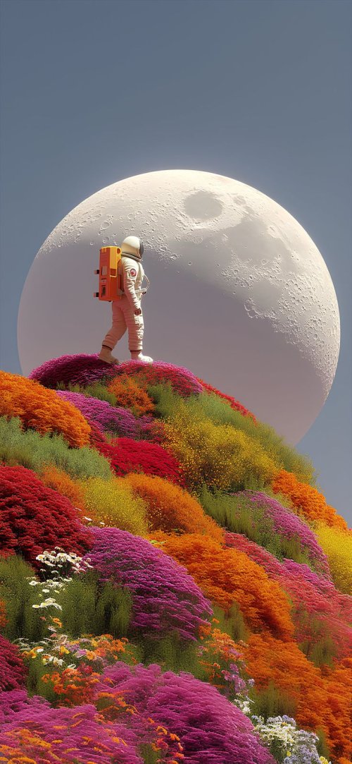 Astronaut on Floral Moon - astronaut Wallpaper