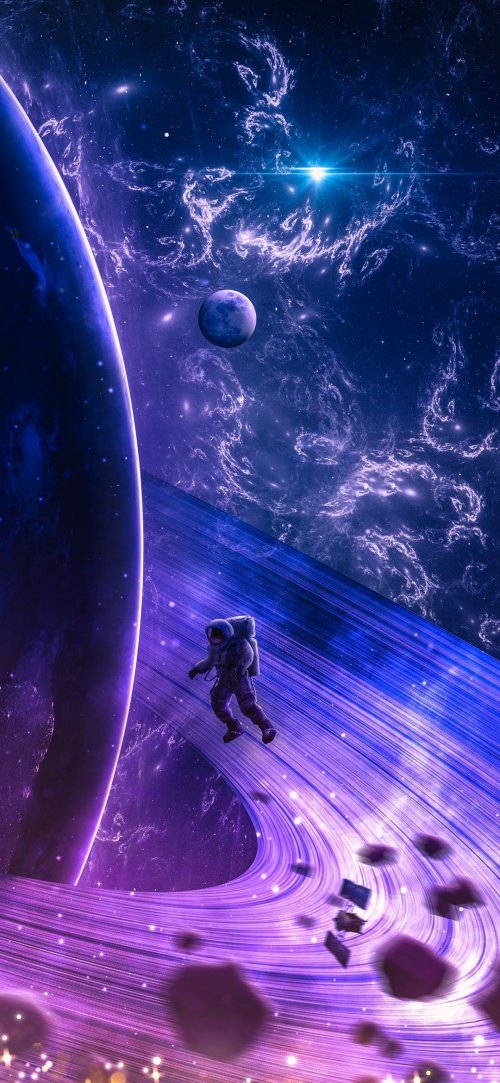 Astronaut on Purple Rings