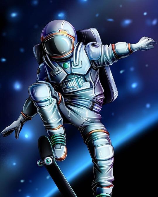 Astronaut Skateboarding in Space - Related OpersCraft wallpaper