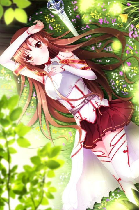 Asuna Lying in Meadow - Related OpersCraft wallpaper
