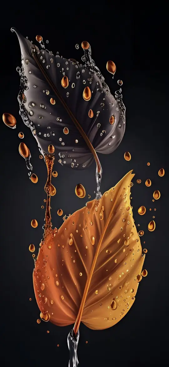 Autumn Leaves and Droplets