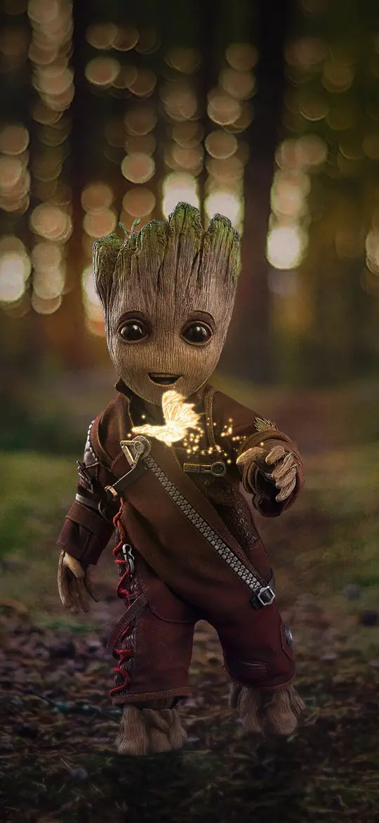 Baby Groot's Glowing Butterfly - Related OpersCraft wallpaper