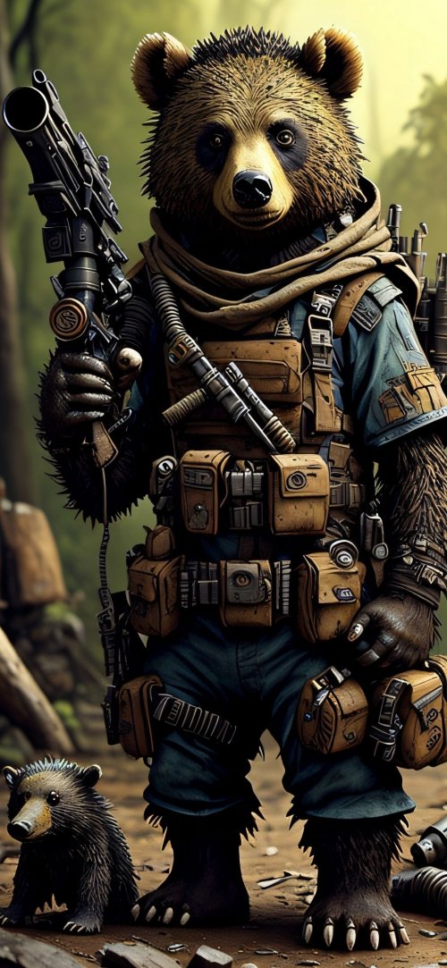Bear Warrior with Cub