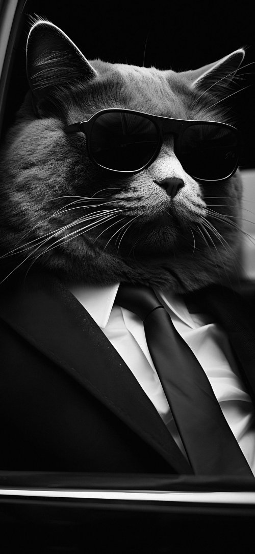 Black_and_White_Suit_Cat - animals Wallpaper