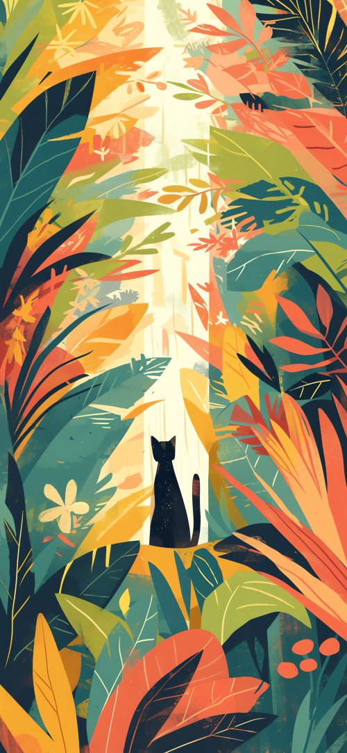 Black Cat Jungle Scene - Related StockWalls wallpaper