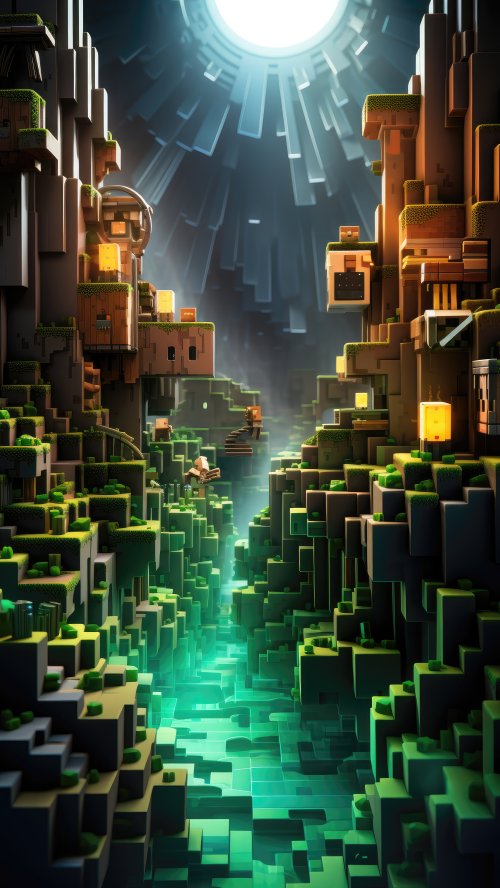 Blocky Digital Landscape - Related StockWalls wallpaper