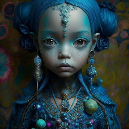 Blue Alien Child Portrait - Related OpersCraft wallpaper