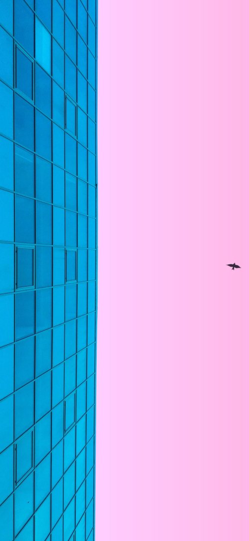 Blue Building Pink Sky - Related StockWalls wallpaper