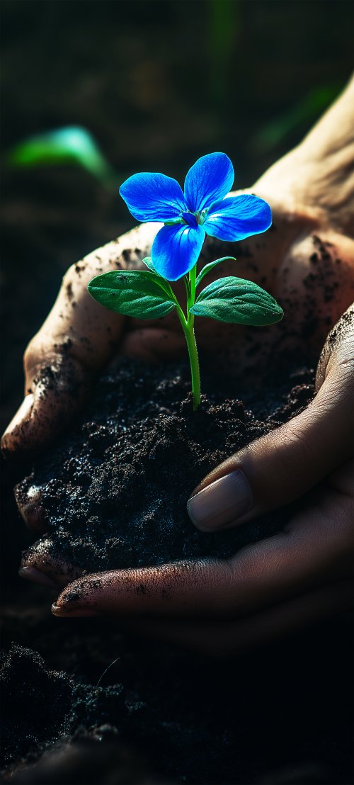 Blue Flower in Hands