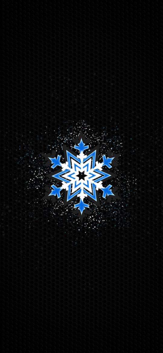 Blue Snowflake on Black