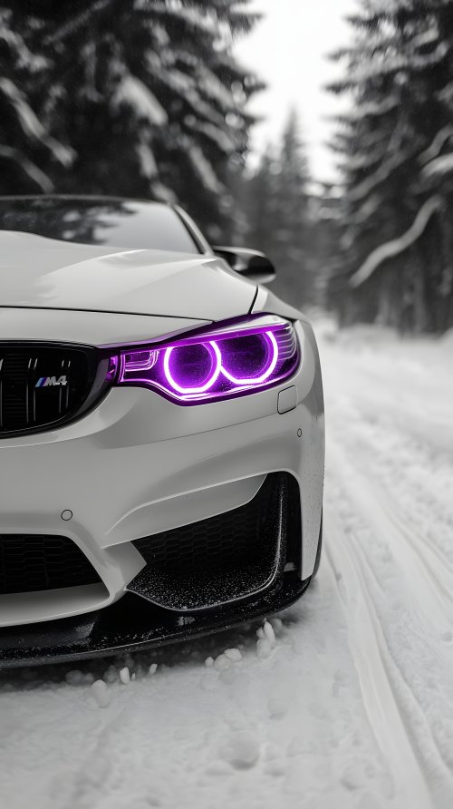 BMW_M4_Purple_Headlights_Snow - Related OpersCraft wallpaper