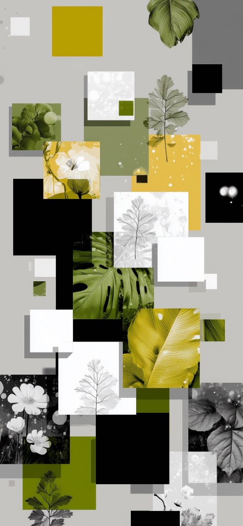 Botanical Collage Geometric - random Wallpaper