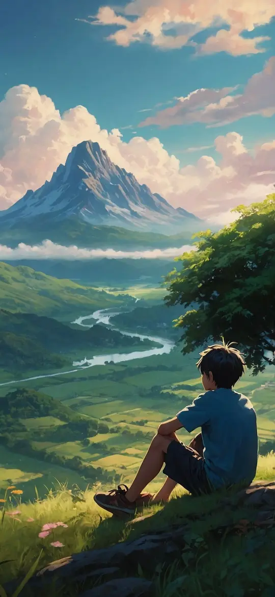 Boy Contemplates Mountain View - Related OpersCraft wallpaper