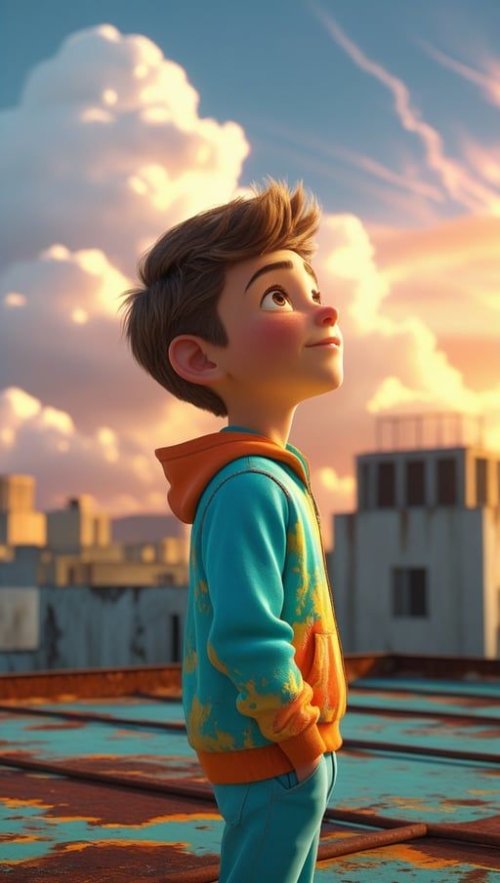 Boy Looking at Sky - character Wallpaper
