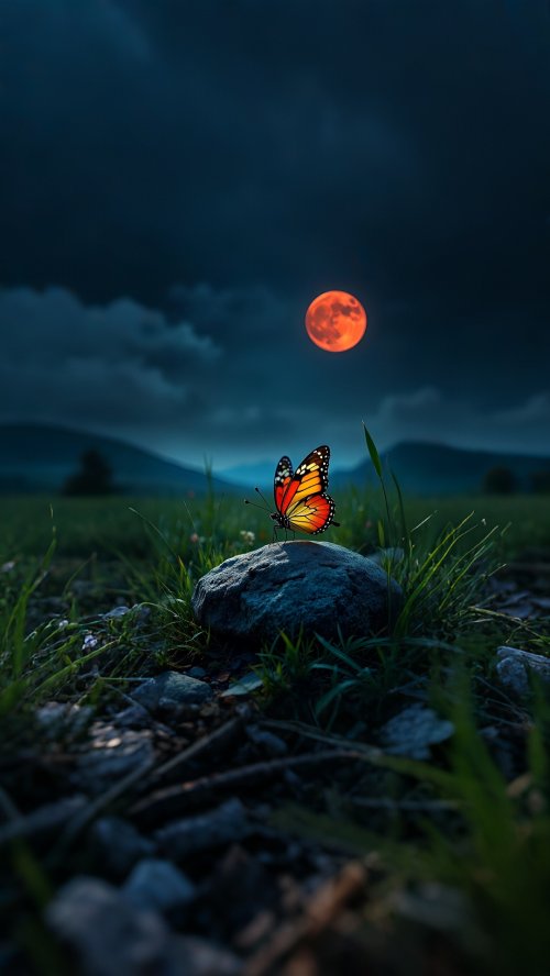 Butterfly Under Orange Moon - Related OpersCraft wallpaper