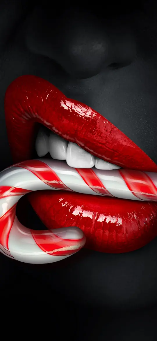 Candy Cane Kiss - girl Wallpaper