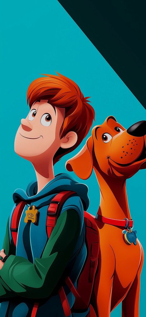 Cartoon Boy and Dog - cartoon Wallpaper