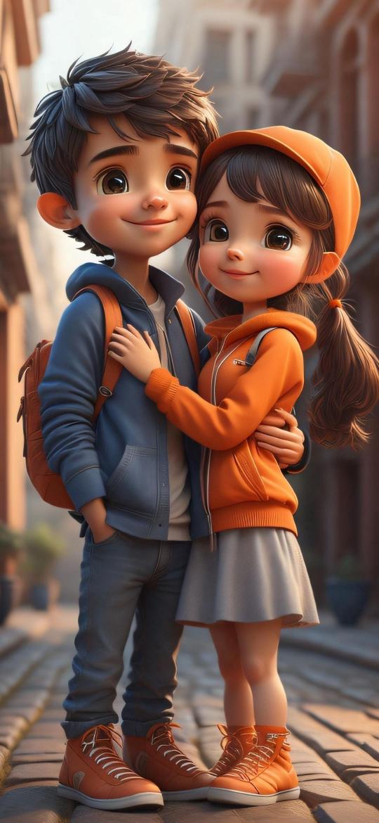 Cartoon Couple Embrace - cartoon Wallpaper