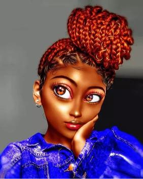 Cartoon Girl with Braids - girl Wallpaper