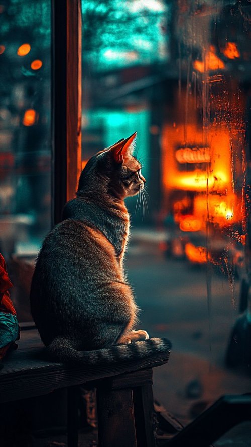 Cat Gazing Out Window - Related OpersCraft wallpaper